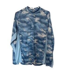 Simms Solarflex Fishing Shirt Men's Medium Blue Long Sleeves Sun Outdoors